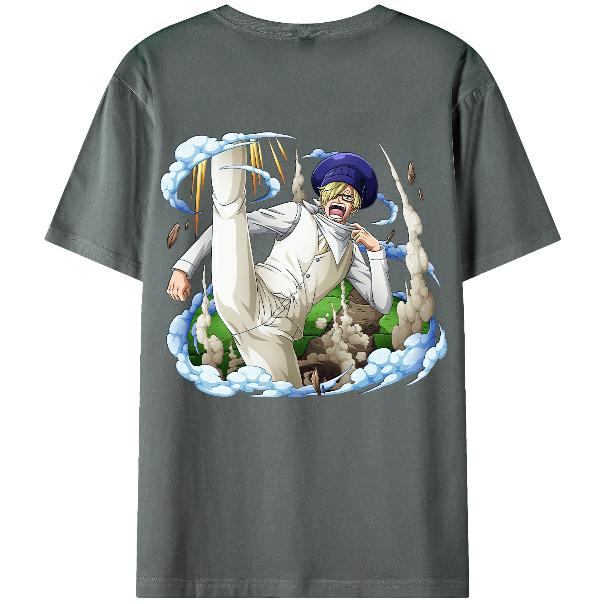 （画像用） ワンピース サンジ ONE PIECE Sanji 綿100％ メンズ半袖Tシャツ（バックプリント） 通気性